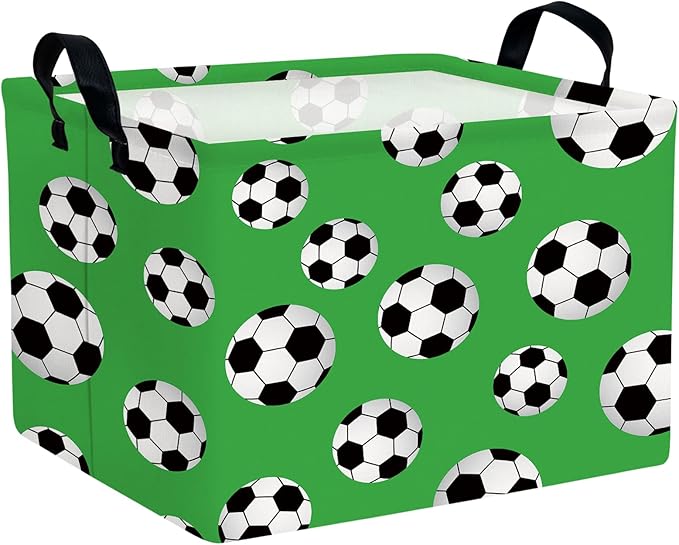 Kid Cute Rectangle Storage Basket Baby Toy Clothes Storage Bin Nursery Playroom Bedroom Decor Basket (Soccer)