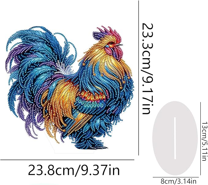 ARTopet DIY Diamond Desktop Ornament PET Irregular Shape Special Shaped Crystal Double Sided Pattern Single Sided Drill Diamond Art Painting Tabletop Home Ornaments Decor-Rooster