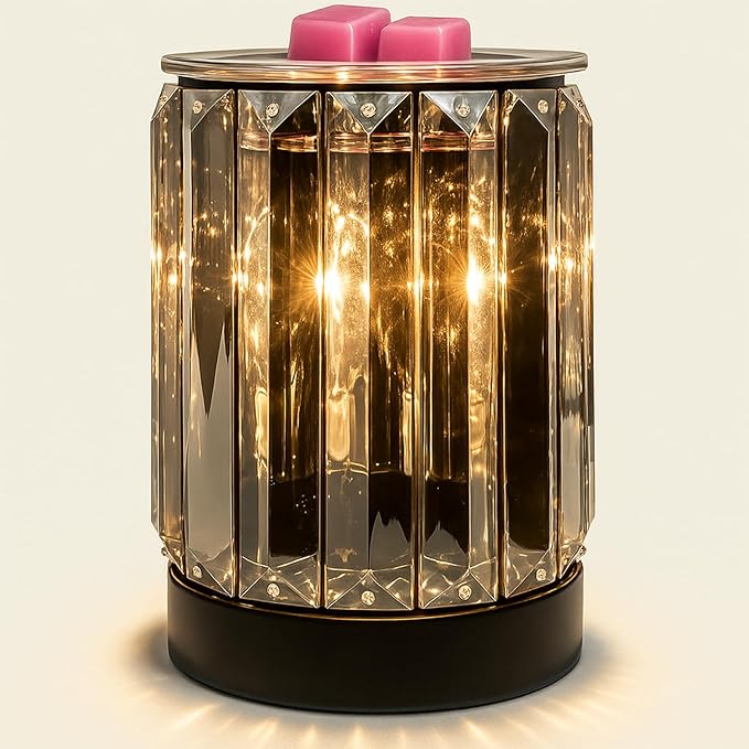 Leyoue Wax Melting Heater Electric Burning Burner Electric Essential Oil Warmer Incense Wax Melt Warmer Night Light Aroma Decorative Lamp for Gifts & Decor(Ironwork Crystal)