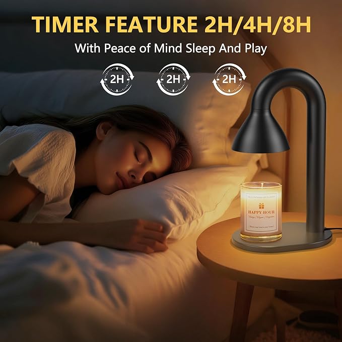 Candle Warmer Lamp with Timer and Dimmer,Minimalist Modern Black Electric Wax Warmer for Women Mom, Best Birthday and House Warming Gift New Home Decor