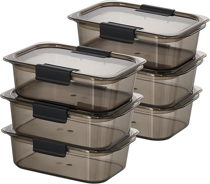 HEFA Food Storage Containers, Meal Prep Containers, Lunch Box with Airtight Lids, Kitchen Organizers and Storage for Leftovers (Obsidian, 6 Pack)