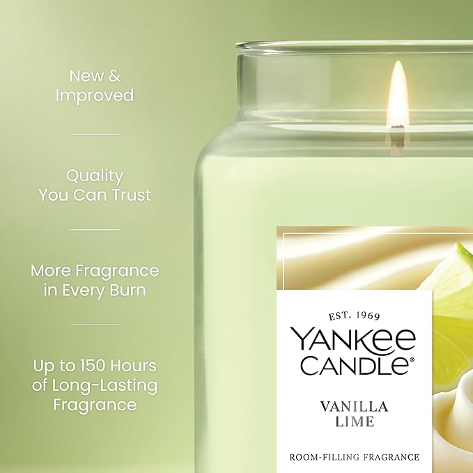 Yankee Candle Vanilla Lime Scented Candle, 22oz Large Jar with up to 150 Hour Burn Time, Giftable