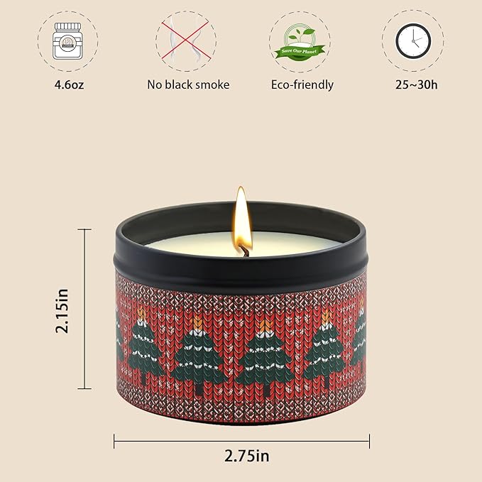 Christmas Candles - Christmas Gifts for Women, Scented Candles Gift Set, Natural Soy Wax Aromatherapy Candle for Home Scented (4Pack)