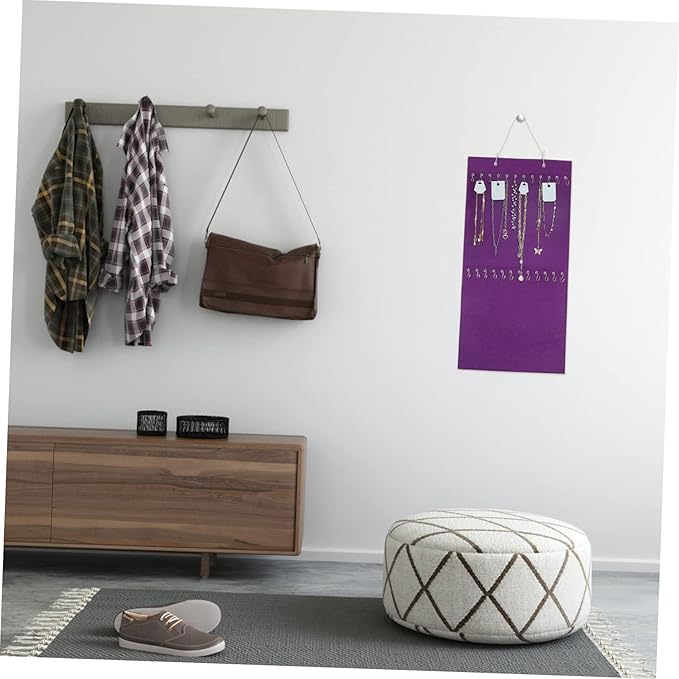 Levemolo 1set Hanging Storage Bag for Home Organization Felt Material Jewelry Organizer Hooks for Earrings Hair Ties Necklaces for Bedroom and Closet Storage