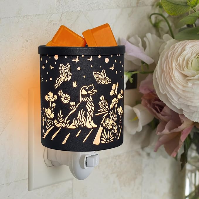 Plug in Wax Warmer for Scented Wax melt Warmer Scentsy Wax Warmer for Fragrance Oil Candle Warmer for Office Bedroom Gift & Home Decor（Dog and Butterfly）