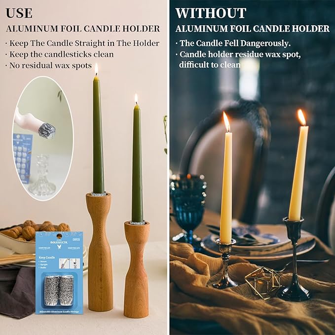 Taper Candle Fittings for Candle Upright,Silver Bobeches for Candlesticks Set of 60,Alu Manschetten for Taper Candle Holders Secure Candle Placement