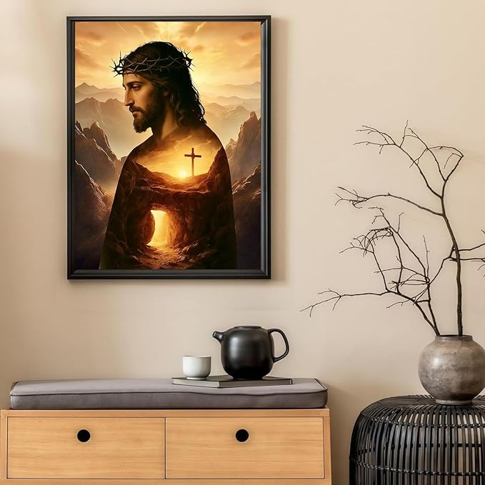 cviokrdu Jesus Diamond Art Kits for Adults, Christians Diamond Painting Kits for Adults, Religion Round 5D Gem Painting Kit Arts for DIY Crafts Gift Home Wall Decor 12x16inch