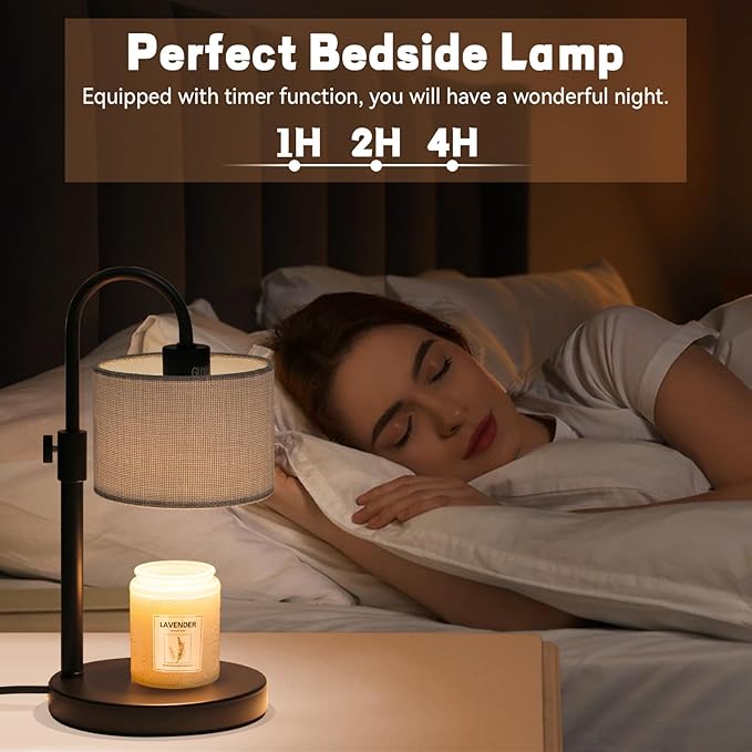 FINCMY Candle Warmer Lamp with Timer, Dimmable Candle Wax Warmer Candle Lamp with 2 Bulbs, House Warming Gifts Birthday Gifts for Women Bedroom Home Decor (Gray-Upgraded)
