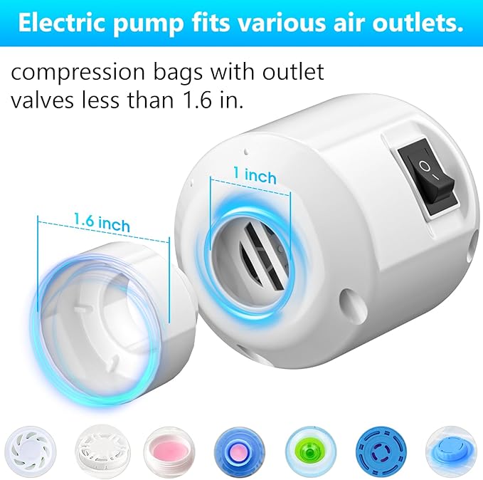 GGH Electric Air Pump for vacuum seal bags Travel for clothing Vacuum Pump for Various Vacuum Seal Bags Portable Vacpack Air Pump for Compression Clothing Luggage White(Storage Bag Not Included)