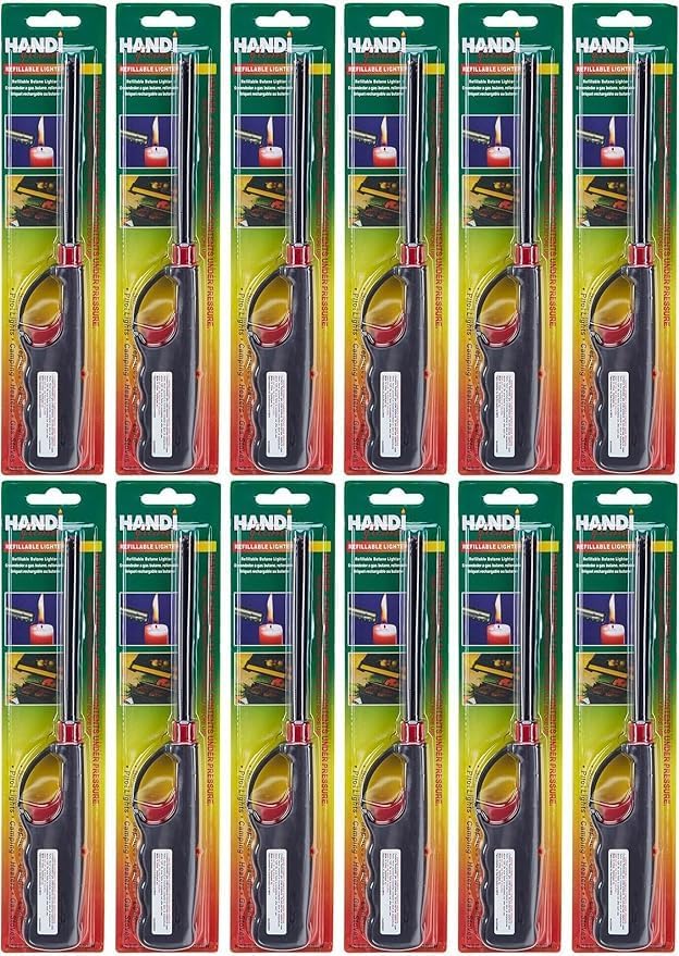 Handi Flame BBQ Lighters Refillable Long Reach for Grill/Stove (1), Black & Red