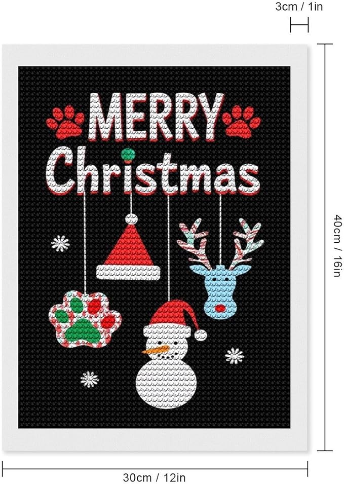 AIVKIEJK Diamond Painting Kits for Adults - Merry Christmas Paw Painting DIY 5D Full Drill Diamond Dots Paintings with Diamonds Gem Art and Crafts Home Decor 12"x16"