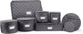 Covermates Keepsakes Dish Storage Set – Padded China & Dinnerware Storage Cases with Dividers, Cup & Stemware Storage, Quilted Polyester Protection, ID Window, Slate