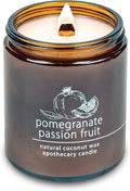 Hemlock Park Crackling Wood Wick Candle Handcrafted with Natural Coconut Wax (Standard 8 oz, Pomegranate Passion Fruit)
