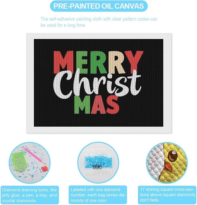 AIVKIEJK Diamond Painting Kits for Adults - Merry Christmas Painting DIY 5D Full Drill Diamond Dots Paintings with Diamonds Gem Art and Crafts Home Decor 8"x12"