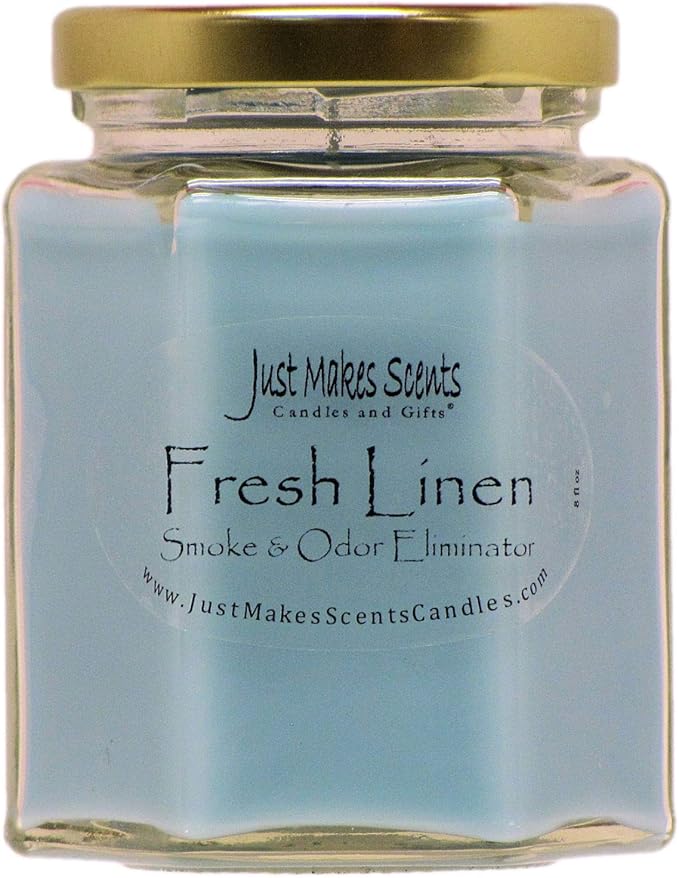 Fresh Linen Scented Smoke and Odor Eliminator Candle - Odor Eliminating Scented Candles for Home - Neutralizes Cigarette, Food, and Pet Smells - Hand Poured in The USA