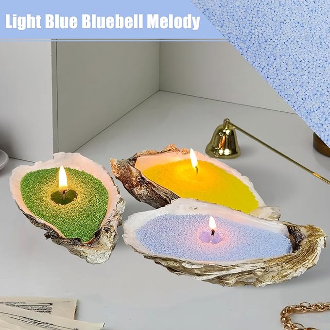Bluebell Flower Scent Pearled Candle 18oz(1.1lb) with 30 Cotton Wicks -MANNYCOM Light Blue Refillable Candles Burns up to 110 Hours Perfect for Home Decorative DIY