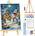 MOGTAA Christmas Paint by Numbers Kit for Adults Beginners with Frame, Snowman Adult Paint by Number Kits on Canvas with Easel, Easy DIY Landscape Oil Painting Kits for Home Decor, 8x12in