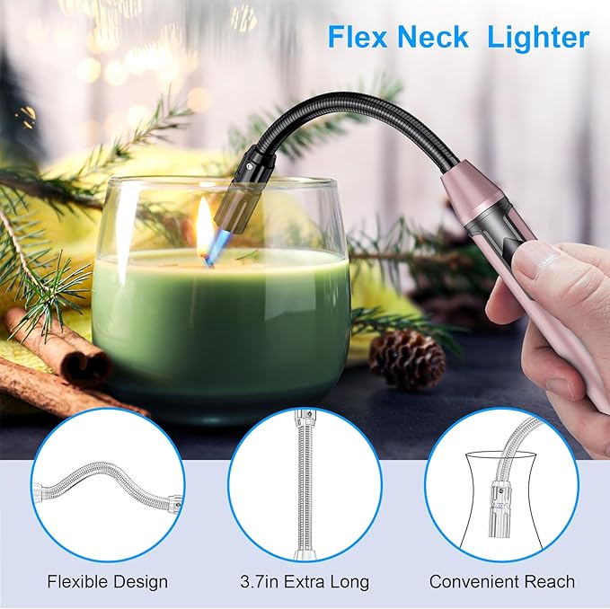 TOPKAY Torch Lighter Refillable Butane Lighter Long Flexible Neck Multipurpose Lighter for Candles Grill BBQ Fireplaces Kitchen Camping (No Prefilled)
