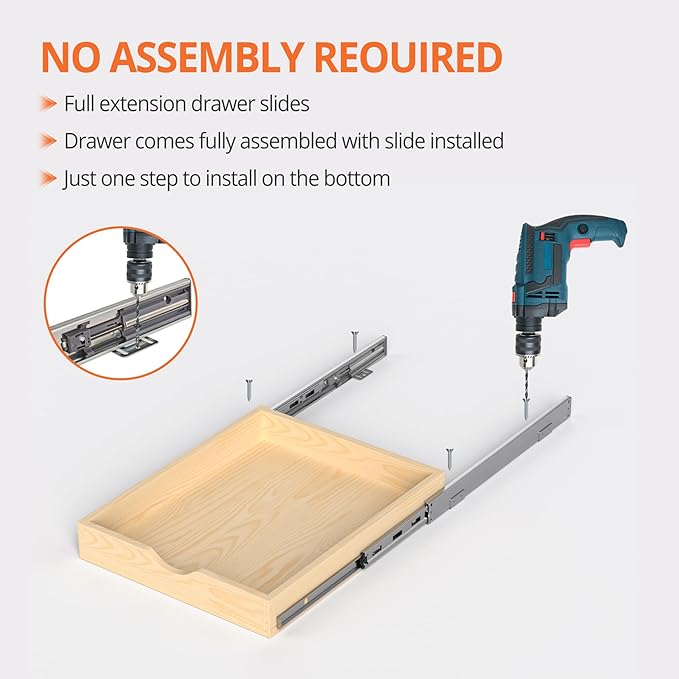 ZOINLIY 18''W X 21''D X 3''H Wooden Pull Out Drawer for Cabinet, Cabinet Organizer for Kitchen, Soft Close Slide Out Shelves, Heavy Duty, Fully Expandable