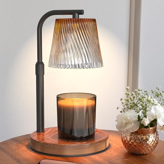 Candle Warmer Lamp with Timer Dimmable for Women, Adjustable Height Candle Warmer for Jar Candles, Electric Wax Melt Warmer lamp with 2 Bulbs, Housewarming Gifts New Home Decor