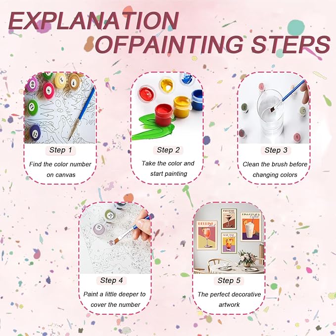 DIY 4 Pack Cocktail Paint by Numbers for Adult