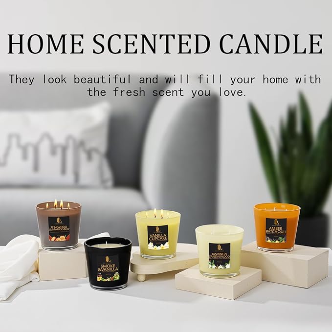 Large Candle Vanilla Cupcake Scented, 4 Wick Natural Soy Candles for Home Scented, 30oz Big Candle Long Lasting, Home Aromatherapy Candles Housewarming Gift for Women Men