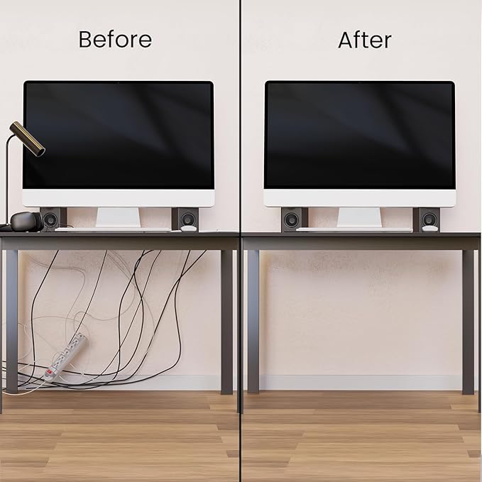 EVEO Under Desk Cable Management Kit (6 Units)-Cable Management Cord Cover, Organizer Tray-96''JChannel 6X16 -Grey