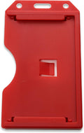 2 Pack - Heavy Duty 2-Sided Rigid Multi Card Holder - Hard Plastic Vertical ID Badge Holders for 2 Standard or Thick Prox Cards, Fuel Card, CAC, Work Badge, or Credit Cards by Specialist ID (Red)