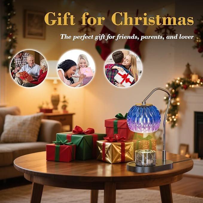 Candle Warmer Lamp with Timer & 4-Level Dimmer, Electric Wax Warmer for Jar Candles, Black Home Decor with 2 Bulbs, Gift for Women, Men, Housewarming