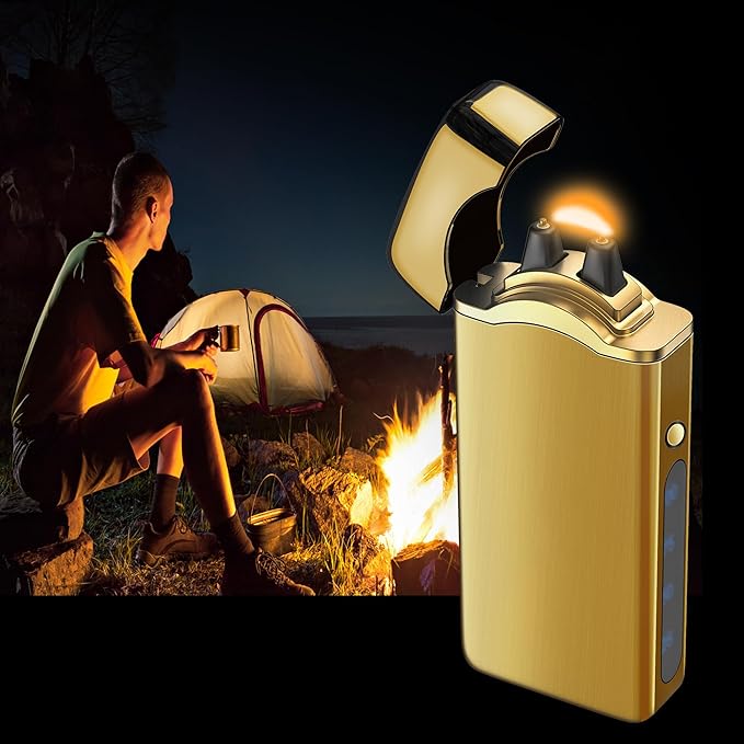 Big Arc Lighter Magical “Flame” USB Rechargeable Plasma Electric Cool Lighter (Gold)
