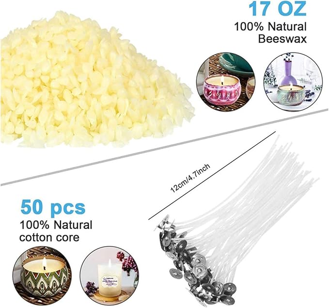 Eacam Scented Candle DIY Kit, 550ml Cup Beeswax Wicks Jars Spoon, Soy Wax Set for Beginner Candle Making Tool, With 8 Portable Tin Cans for Gifts and Ornaments