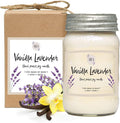 Aira Soy Candles - Organic, Kosher, Vegan, in Mason Jar w/Therapeutic Grade Essential Oil Blends - Hand-Poured 100% Soy Candle Wax - Paraffin Free, Burns 110+ Hours -Vanilla Lavender Scent -16 Ounces