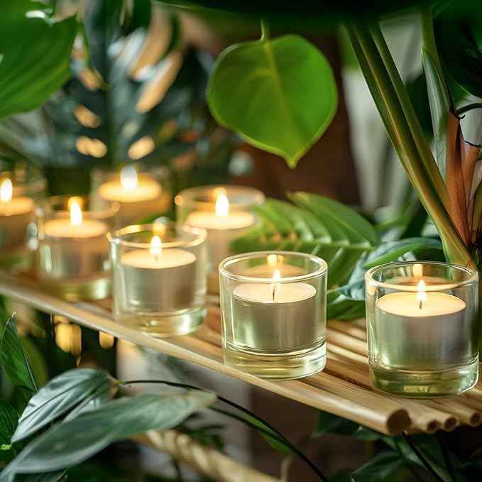 Tea Candles 50 Pack - 8 Hour Burn Time,Unscented Tea Lights Candles for Shabbat, Weddings, Christmas Lights, Home Decor