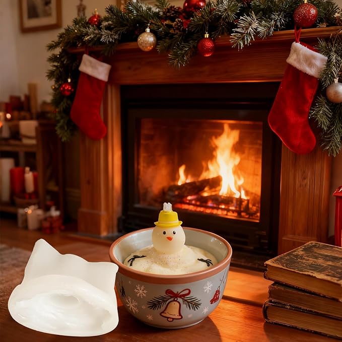 2PCS Christmas Candle Molds, Melting Snowman Christmas Resin Silicone Molds Kit, 3D Christmas Shape Silicone,Candle Silicone Mold for DIY Wax Soap