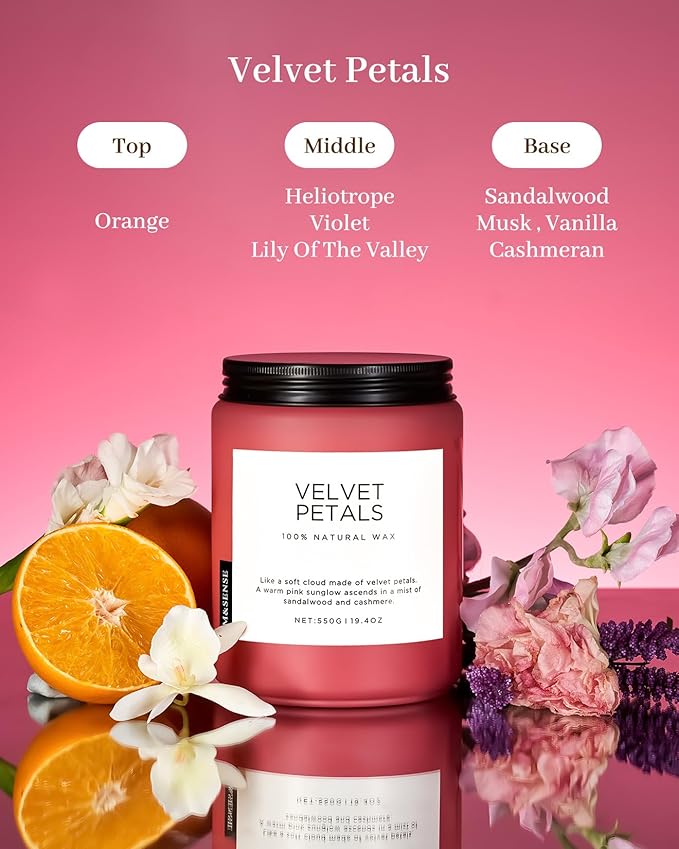 M&SENSE Sandalwood Rose Scented Candle, 19.4oz Large Soy Wax Candle for Home, 110 Hour Long-Lasting Non-Toxic Floral Aromatherapy Candle, Relaxing Self-Care Gift for Mom Her Mother's Day Birthday