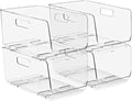 Sorbus Stackable Storage Bins Open Front - Pantry Bins for Storage and Organization for Kitchen - Clear Pantry Organizer Bins (Medium 4 Pack)