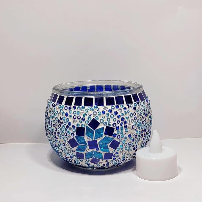 wpdash Turkish Mosaic Glass Candle Holder Romantic Wish DIY Kit Home Handmade Craft for Adults & Kid Desktop Decor for Desk Ornament Creative Holiday Gift for Friend