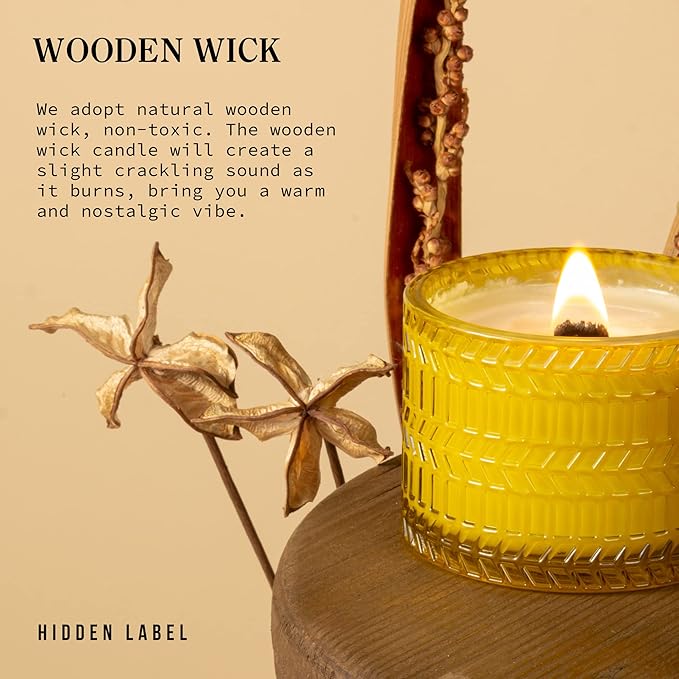 Fall Candles, Wild Warm Vanilla Scented, 7.4 oz, Crackling Wood Wick Candle for Home Scented, Natural Candles Non Toxic, Long Lasting-Clean Burn,Decorative Candle Gift for Women