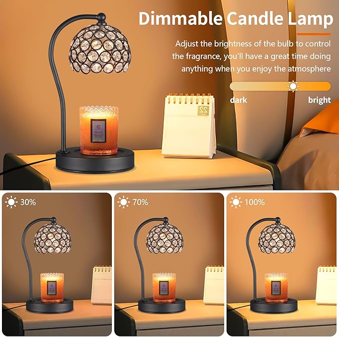 Dimmable Electric Candle Warmer Lamp with Timer Home Decor Wax Melts Warmer for Jar Scented Candles Mother's Day Thanksgiving Christmas Day Gift for Women with 2 Bulbs