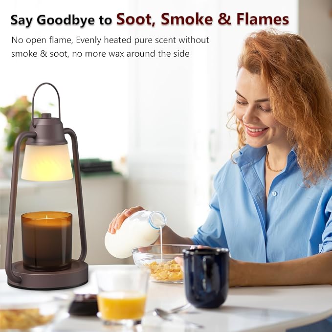 Candle Warmer Lamp with Timer for Women, Dimmable Electric Wax Warmer Lamp for Jar Candles, Candle Lamp Warmer with 2 Bulbs,Home Decor, Birthday Gifts for Mom Men
