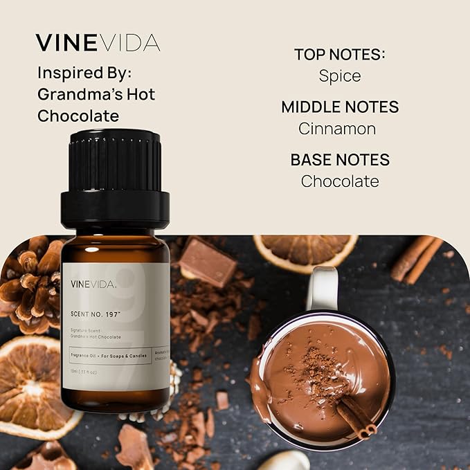 VINEVIDA [0.33 oz] Scent Grandma's Hot Chocolate; Fragrance Oil for Candle Making and Soap Making - Winter & Holiday Oils