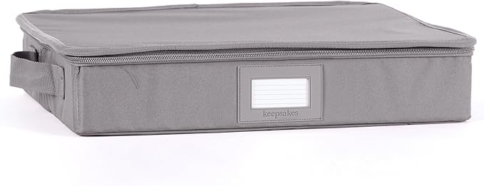 Covermates Keepsakes Zip-Top Storage Box Set, 3 Pack Heavy Duty Polyester Organizer Bins, Stackable Design, ID Window, Reinforced Handles, Closet Home Storage, Graphite