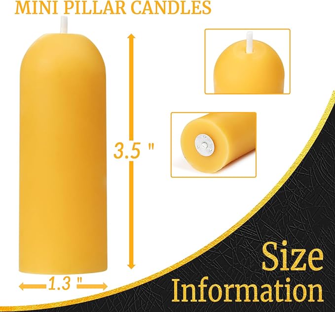 32Packs Natural Beeswax Pillar Candles-8 Hour Clean Burning,1.3 x 3.5 inch Small Unscented Candles，Smokeless Bees Wax Candles for Emergency,Home Decor,Wedding