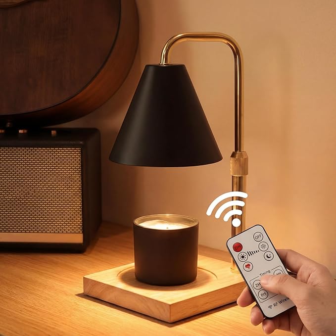Candle Warmer Lamp with Timer - Wireless Remote Control, Gifts for Mom Grandma, Birthday Gifts, Mothers Days Gifts, House Warming Gifts New Home Decor, Black