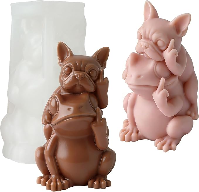 Couple Dog and Frog Animal Cylinder Candle & Resin Mold - Resin Casting Silicone Molds for Home Decor & Candle Making Wave Spiral Mold