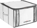 Compactor Vacuum Storage Bag with Semi-Rigid Structured Box, Polypropylene & Nylon Vacuum Storage Bags, Vacuum Seal Bags for Clothing and Bedding, Closet Organizer (White, Medium)