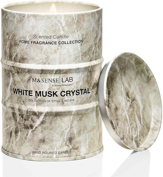 M&SENSE Spring Candle,White Musk Scented Candles Natural Non Toxic, Aromatherapy Candle for Stress Relief Meditation Relaxing, Housewarming Gifts for Women Men, 11.3 oz