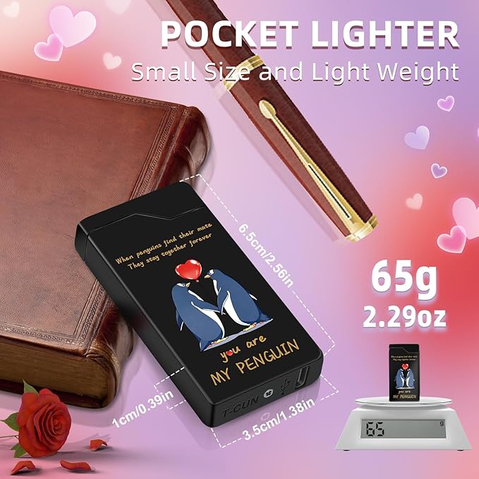 LcFun Electric Lighter USB Rechargeable, Valentines Day Gifts for Him Her, Romantic I Love You Gifts for Boyfriend Girlfriend Wife Husband Valentines Gifts for Men Women Couple