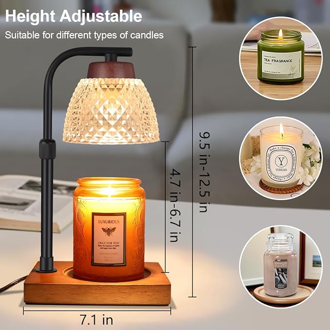 Dimmable Candle Warmer Lamp with Timer, Electric Wax Melt Warmer, lamp candle warmer for Jar Scented Candles Mothers Day Birthday Gifts for Women Mom Grandma, Home Offices Decor Light(Diamond White)