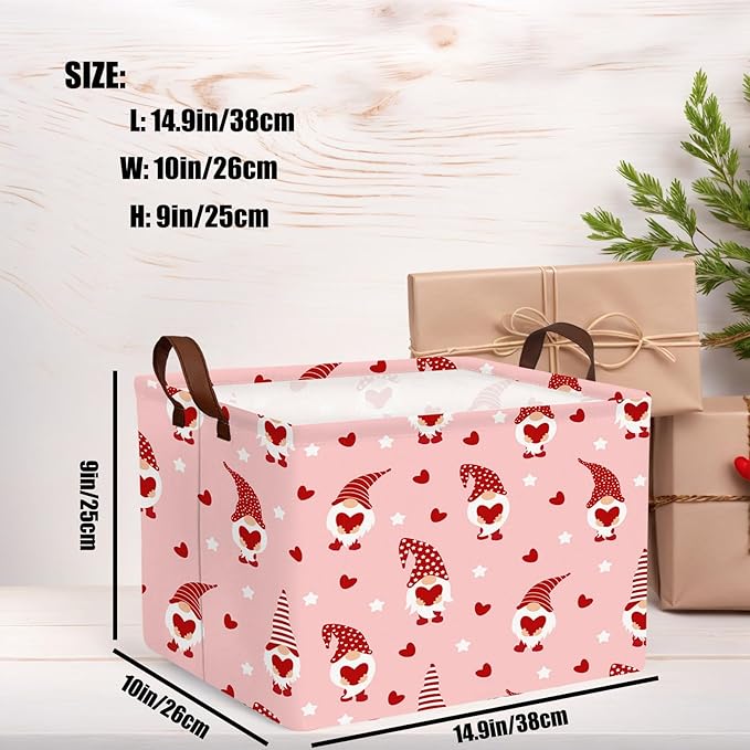 Valentine's Day Basket for Gifts Empty Cute Heart Large Gift Basket Decorative Storage Bin for Kid and Baby Room Décor (Pink Dwarf Love)